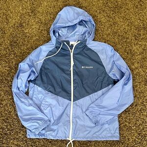 Columbia ladies Two-Tone Blue Hooded lightweight windbreaker Jacket